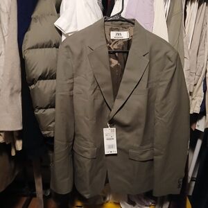 Zara Khaki Green Suit Jacket
